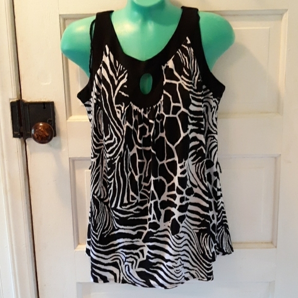 Perceptions Petite 10P zebra design sleeveless - Picture 1 of 2